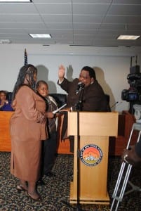 Vice Mayor Joseph L. Kelley sworn-in by his wife Tanbgela, also accompanied by his son Isaiah.