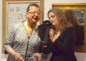 Coral Gables’ Essence Boutique owner Sandra Moreira shows SBA Deputy Administrator Marie Johns some of her jewelry selection during a visit to her store on Thursday, Dec. 13. Moreira was able to reopen a second store and create four new jobs by applying and being approved for an SBA Express Loan through JP Morgan-Chase Bank. Johns visited Essence Boutique to meet with Moreira and to highlight what consumers can do to support America’s small businesses during the holiday season.