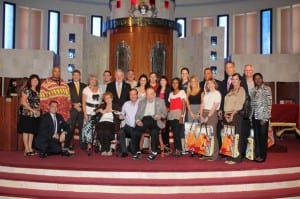 Gloria Barker, Troy Giorgio and Herb Barker from Barker Animation with some of the recipients of their generosity