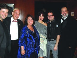 Pictured Opening Night for The Last Five Years at Actors’ Playhouse at the Miracle Theatre are (l-r) music director Manny Schvartzman; Actors’ board chair Lawrence Stein and executive producing director Barbara Stein; the stars of the musical, Janet Dacal and Christopher Kent, and artistic director David Arisco.