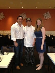 Levi Meyer and Lauren meet “The Creator,” Chef Kevin Z (center). 