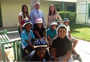 Pictured (l-r, back row) are assistant principal Barbara Hernandez-Guerra, assistant principal Edwardo Tillet, principal Cynara Suarez and students (middle row) Donovan Hackett, Azull Morantinos, Errol Sanchez, Michael Olonmoyo and Jovany Carvajal; (front row) James Barner and Brendon Fernandez. (Photo by Shari Kopplin)