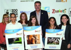 Pictured at the Dec. 12 awards ceremony for Mercantil Commercebank’s 2013 Zoolens Photography Project are (l-r) Zoological Society of Florida board member and Zoolens judge Grizzel Gonzalez; second place finisher Shea Ramos; New World School of the Arts Visual Arts professor and Zoolens judge Rosario  Martínez-Cañas; grand prize winner Gabriela Lopez; Zoo Miami’s director of communications and Zoolens judge Ron Magill; third place finisher Amanda Esposito, and international photo artist and Zoolens judge María Martínez-Cañas.