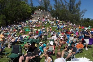 Crowd of people in park