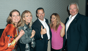 Rotarians happy with turnout for wine dinner fundraiser are (l-r) Lorraine Sheldon, Gloria Burns, Rodney and Blanca Langer, and Eddie Snow.