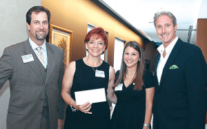 Pictured (l-r) are Carlo Garcia; Mary Morrow, Coral Gables Chorus grant recipient; Mary Snow, and John O’Rourke. (Photo by Betty Alvarez)