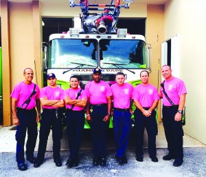 Miami-Dade Firefighters wear pink for Breast Cancer Awareness Month