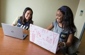 Success stories: Ashley Perez, left, and Tiana Lanier both participated in the Golden Scholars Program, which provides tutoring, mentoring and financial support to promising students from low-income families. Perez graduates in the spring while Lanier, a biology major intent on becoming a medical doctor, is a sophomore.