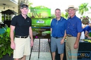 Pictured (l-r): Big City Mountaineers Executive Director Bryan Martin, advisory board member and golf tournament chair Drew Kern and founder Jim Kern celebrate raising $30 thousand.