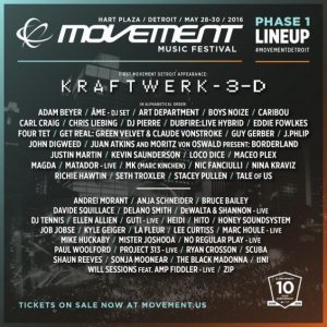 Movement Electronic Music Festival Celebrates 10-Year Anniversary with an All- Star 2016 Phase One Lineup