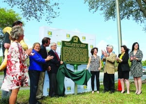 Officials dedicate time capsule and Miami Serpentarium Marker