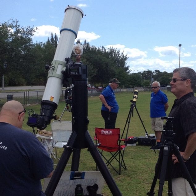 Local astronomy buffs turn out to see Mercury transit the sun