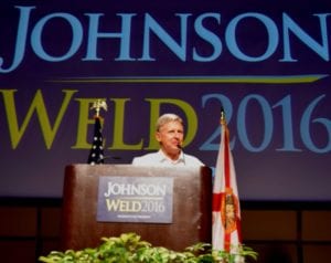 Libertarian Presidential Candidate Gary Johnson, former two-term Republican Governor of New Mexico, at the FIU Theater.