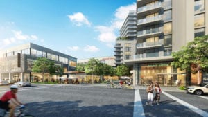 Intersection of Red and San Remo: Redevelopment plans call for a public plaza at the intersection of Red Road and San Remo, inviting new pedestrian access and creating a gathering place for the local community and Sunset Place's new residential population. 