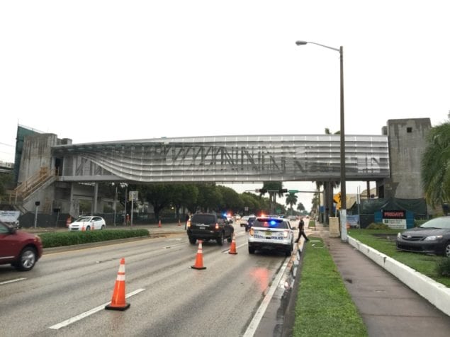 Pedestrian bridge installed over S. Dixie Highway. (Photo credit: Miami-Dade County)