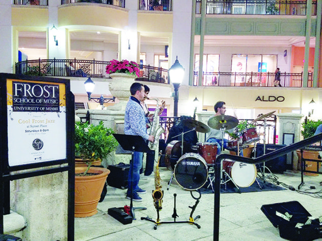 Check out UM’s “Cool Frost Jazz” Saturday evenings at the Sunset Place grotto fountain.