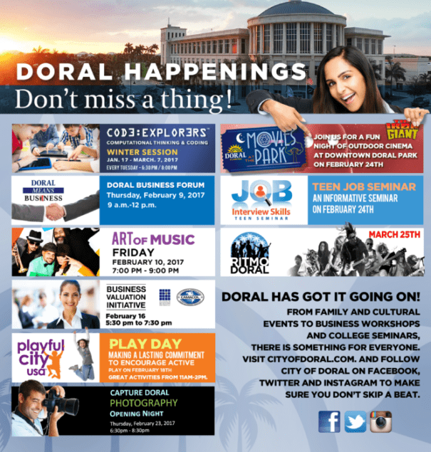 Find out what’s happening next in the City of Doral.