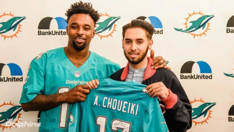 Photograph of Dolphins Wide Receiver Jarvis Landry and Ali Choueiki