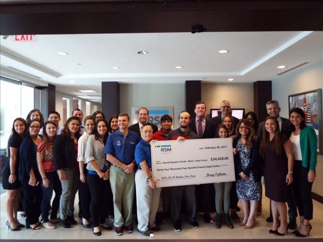 RSM Miami office presents $34,428 check to Special Olympics Florida