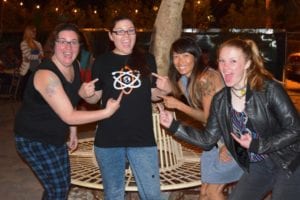 Organizers with the March for Science Miami showing off the custom designed event T-shirt at a recent planning session include (l to r) Christina Estela Brown, Amanda Maldonado, Theresa Pinto, and Delaney Reynolds.