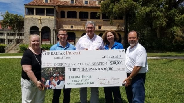 Gibraltar Private Bank & Trust funds new scholarship program at Deering Estate