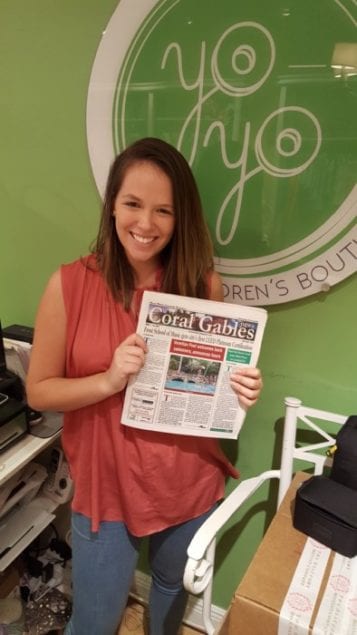 The Coral Gables News read at Yo-Yo Children's Boutique