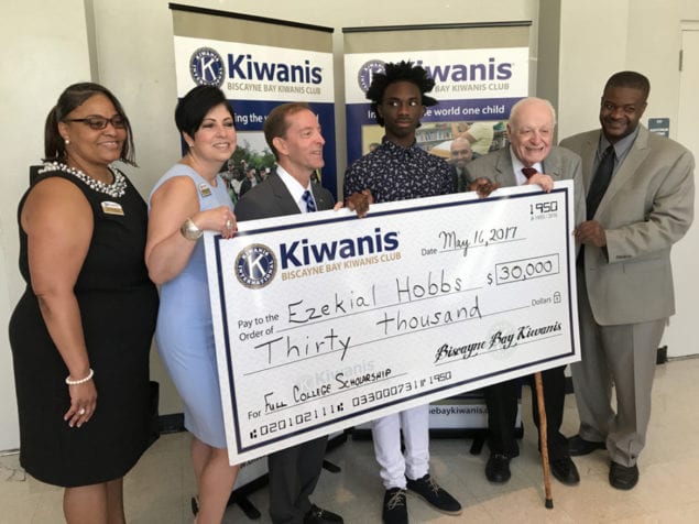 Biscayne Bay Kiwanis Ckub surprises student with full college scholarship