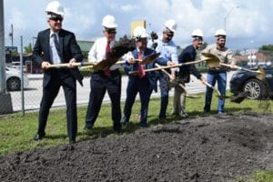 Commissioner Souto is joined at the groundbreaking by county administrators, contractors, and project architects.