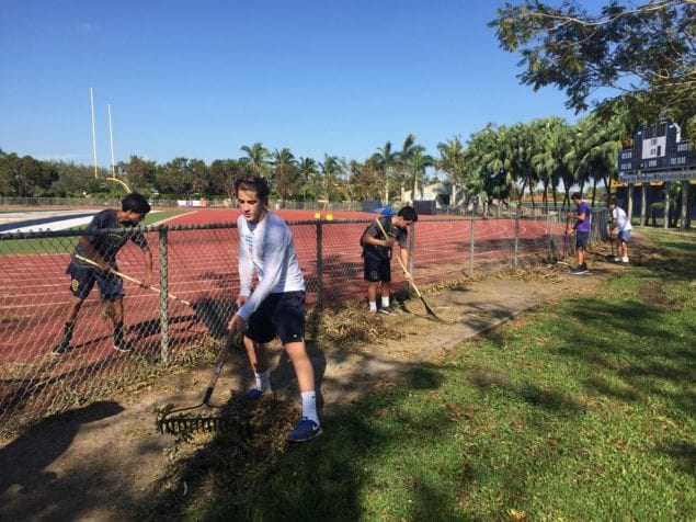 Belen Jesuit community unites to clean up campus after Irma