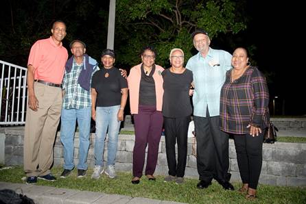 Commissioner Jordan, center, and Miami Gardens Councilman David Williams Jr., far left, greet Music in the Park concertgoers.