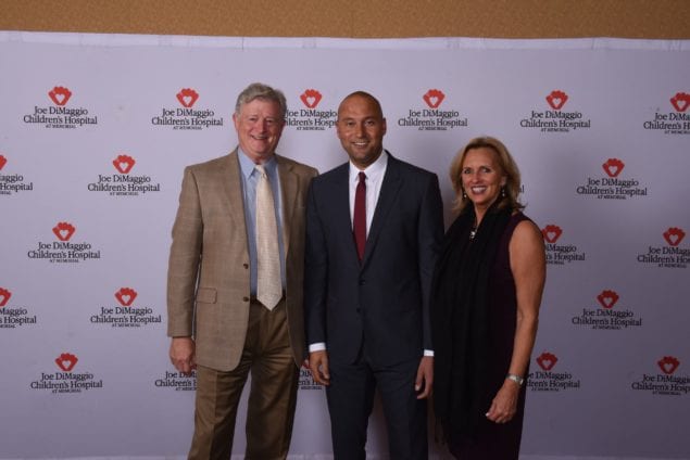 Ed Walls, General Manager of The Diplomat Beach Resort, Derek Jeter  and Anne Hotte, CEO and Executive Director at Greater Hollywood Chamber of Commerce.