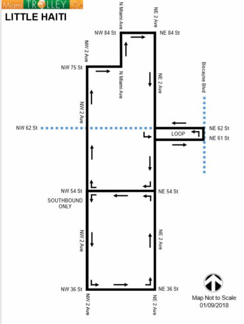 A map of the Little Haiti trolley route, courtesy city of Miami.