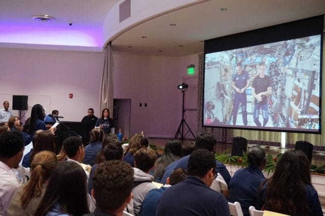 High school students speak live with astronauts on ISS