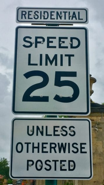 Speed limit is 25 mph on residential streets