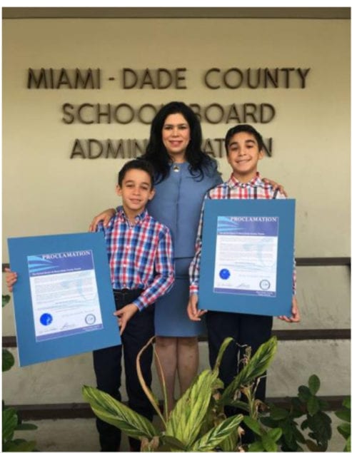 Miami-Dade School Board recognizes Brandon and Sebastian Martinez