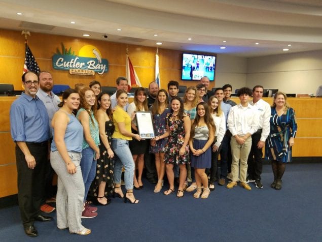 Cutler Bay High Swim Team recognized by town council