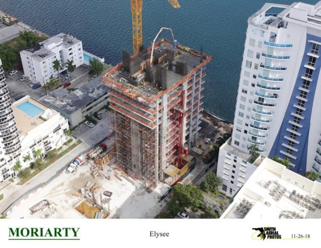 57-story condominium Elysee Miami construction reaches its 18th floor