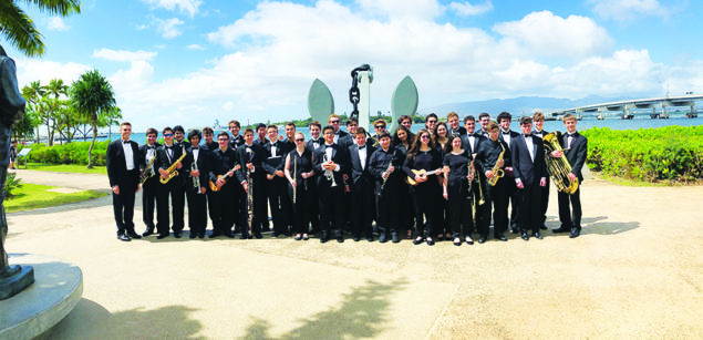 Westminster High School Band plays at Pearl Harbor