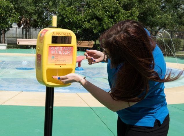 County unveils new free sunscreen dispenser at Westwind Lakes Park