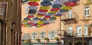 Quebec City umbrella installation similar to recent one in Gables Quebec City umbrella installation similar to recent one in Gables