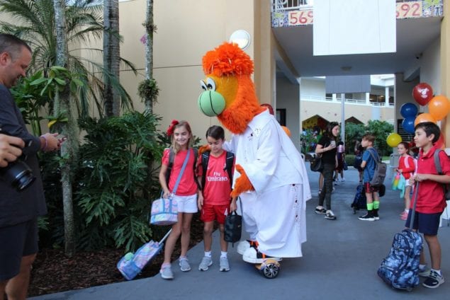 Miami Heat’s ‘Burnie’ visits students at St. Thomas Episcopal Parish School