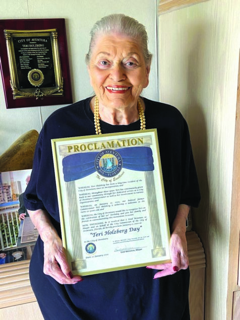 Former Aventura Comm. Teri Holzberg celebrates 90th birthday