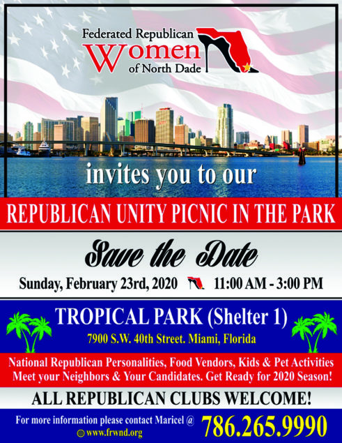 Federated Republican Women host Unity Picnic at Tropical Park, Feb. 23