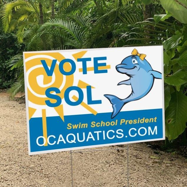 Mascots Sunny, Sol square off To be swim school ‘president’