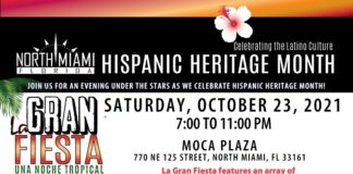 The City of North Miami will host La Gran Fiesta: Una Noche Tropical in honor of Hispanic Heritage Month