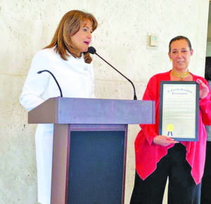 Gladys Mezrahi honored  by Sen. Taddeo during “ Colombia Day” at the Florida Capitol