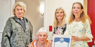 Aventura Commissioner Dr. Linda Marks presents proclamation to Ruth Spiegel celebrating 101st birthday Aventura Commissioner Dr. Linda Marks presents proclamation to Ruth Spiegel celebrating 101st birthday