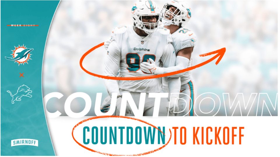 Miami Dolphins at Detroit Lions, Countdown to Kickoff