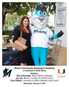 Community News Breakfast with Gino DiMare, Head Coach of UM Baseball, Skip  Schumaker and Jon Jay, Manager and First Base Coach for the Miami Marlins