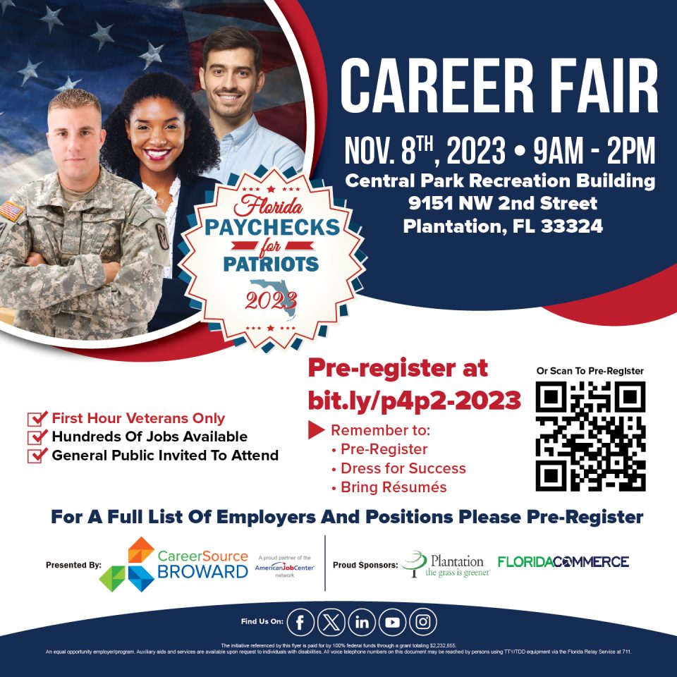 CareerSource Broward’s 11th Annual Paychecks for Patriots Job Fair